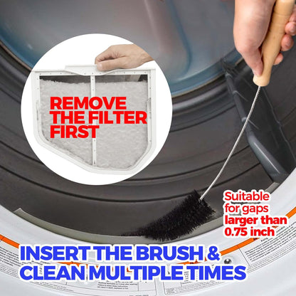 Holikme Dryer Vent Cleaner Kit 4 Pack - Household Cleaning Supplies,Long Flexible Refrigerator Coil Brush Radiator Brush,Dryer Lint Brush Home Essentials for Lint Trap Dust Vacuum Brush