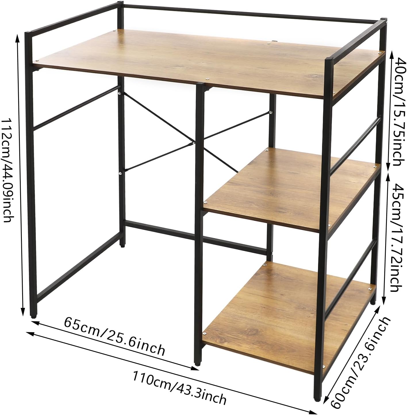 3-Tier Mini Fridge Stand with Storage Multi-Purpose Washing Machine Shelf Over The Washer Storage Shelf Utility Over Washer and Dryer Shelves for Kitchen, Laundry Room (Black+Brown)
