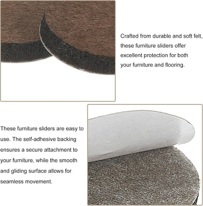 uxcell Furniture Pads, 24Pcs 1.25" - Round Self Adhesive Felt Furniture Pads, Floor Protectors for Furniture Feet Chairs Legs Hardwood Floors (Brown)