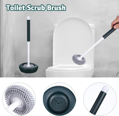 Ciieeo Silicone Toilet Brush with Holder Quick Drying Bathroom Cleaning Tool Round Head Scrubber for Toilet Bowl Efficient Rim Cleaner Essential