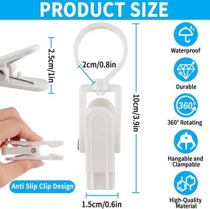 VinBee 20 PCS Laundry Hooks with Clips Super Strong Plastic Home Travel Swivel Hanging Hanger Closet Organizer Clamps Socks Boot Bras Towels for Bathroom Wardrobe Kitchen Office - 4.3 Inches (Black)