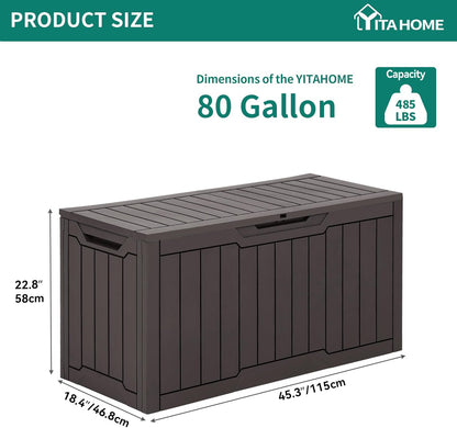 YITAHOME 31 Gallon Outdoor Storage Deck Box | Waterproof Resin Package Delivery and Storage Box with Lockable Lid for Patio Furniture Cushions, Pool Accessories, Garden