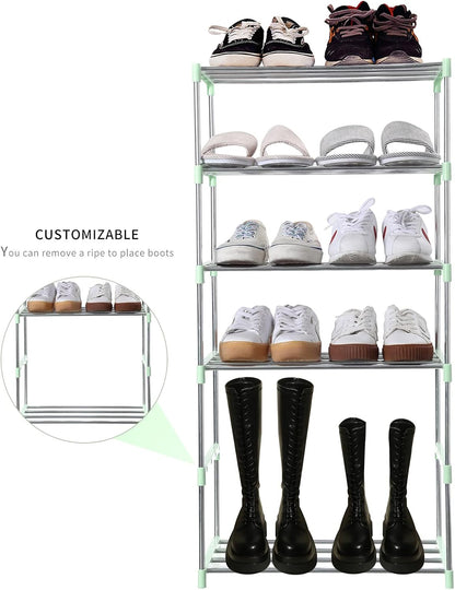 Jucaifu Stackable Small Shoe Rack, Entryway, Hallway and Closet Space Saving Storage and Organization (3-Tier, White)