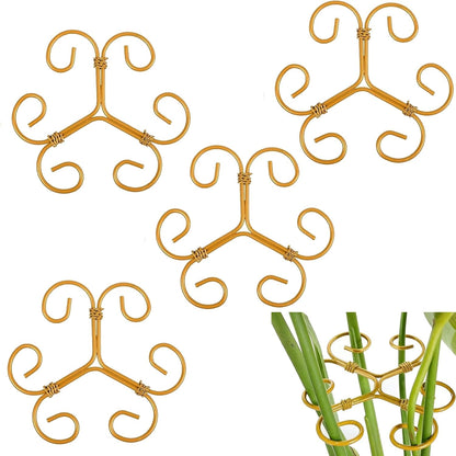 YAPROMO 4PCS Iron Monstera Plant Support - 4.1IN Plant Support Stakes for Indoor Plants, Plant Stakes and Supports, Ideal Plant stem Support for Turtle Shell Bamboo & Houseplants (A+B)