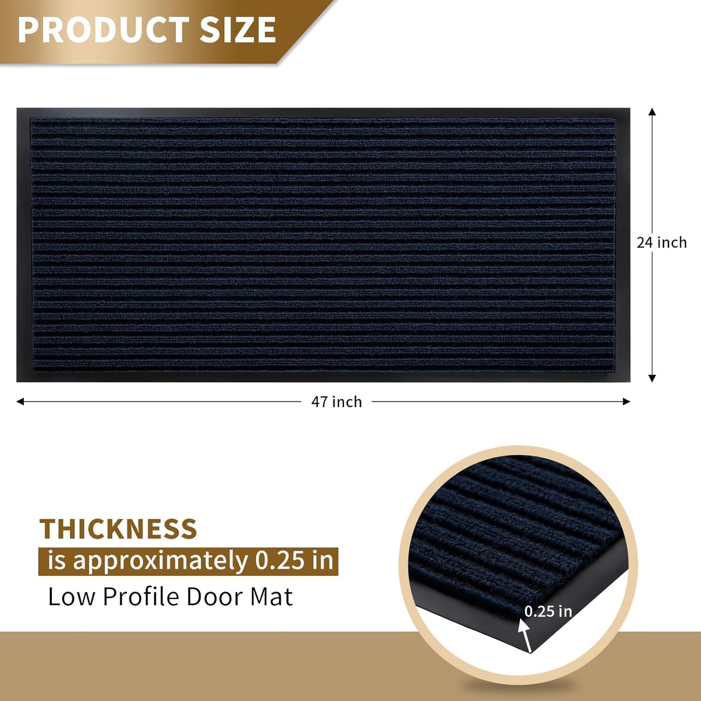 Yimobra Welcome Mat, Heavy Duty Sturdy Door Mats for Home Entrance Outdoor Indoor, Front Doormat for Outside Patio Floor Entry Porch Garage Office, Waterproof, Low Profile, 29.5x17, Black Grey