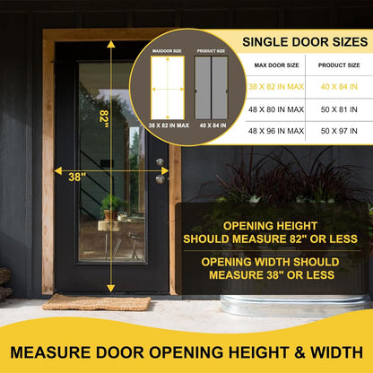 Magnetic Screen Door -Fit for Door Size:32x80 Inch, Hands Free Mesh Partition, Heavy Duty Screen Door Mesh Curtain Keeps Bugs Out, Frame Hook & Loop, Pet and Kid Friendly, Itself Size 34x82