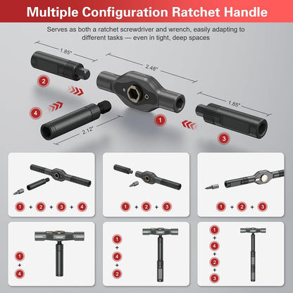 Bomivoi 42 in 1 Magnetic Screwdriver Set, DIY Ratchet Screwdriver Set, Multi Bit Magnetic Drive Set with Detachable Ratchet Handle, Portable Compact Repair Tool Kit for Furniture Computer Bicycle Blue