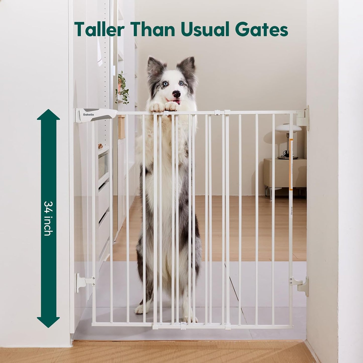 Babelio Baby Gate for Stairs, Kitchen & Doorways, No Bottom Bar| One-Handed Operation| Auto-Close| Hardware Mount (Drill Needed) Safety Dog/Pet Gate (Black - B17, 26-43" W, 28" H)
