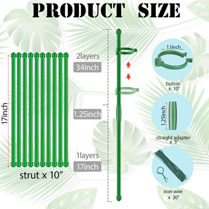 10Pcs 17inch Plant Support Stakes for Orchid | Garden Sticks Extended to 3ft 4ft Orchid Sticks with Clips Garden Stakes for Tomato,Orchid,Vegetables,Monstera