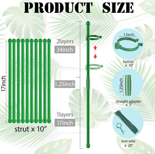 10Pcs 17inch Plant Support Stakes for Orchid | Garden Sticks Extended to 3ft 4ft Orchid Sticks with Clips Garden Stakes for Tomato,Orchid,Vegetables,Monstera