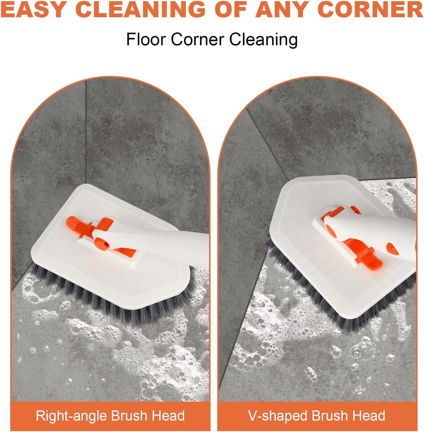 Long Handled Scrub Brush for Shower，3-in-1 Cleaning Brushes with 3 Different Function Cleaning Heads Brush for Shower Cleaning Bathroom Kitchen Walls Tub Tile