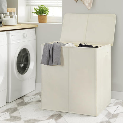 WOWLIVE 180L Laundry Hamper with Lid 3 Section,Large Laundry Basket with Removable Bags and Handles,Collapsible Dirty Clothes Hampers for Laundry,Laundry Basket Organizer for Laundry Room,Dorm,Beige