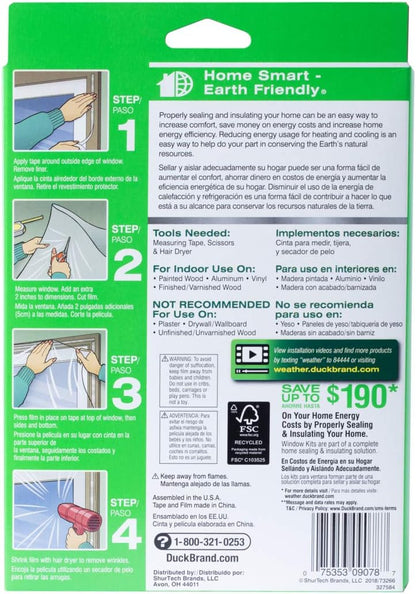 Duck Brand Indoor 5-Window Shrink Film Insulator Kit, 62-Inch x 210-Inch, 286217
