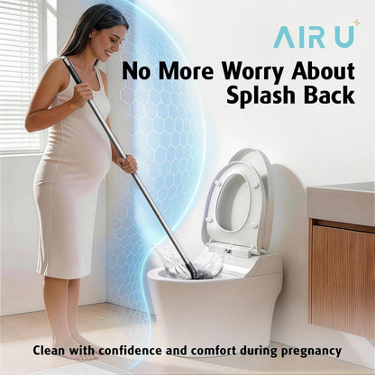 Toilet Bowl Brush with Long Handle, 23-42inch Adjustable 4-Section Aluminum Pole, Durable Nylon Bristles, No Bending Bathroom Cleaning Brush for Seniors, Pregnant Women, Back Pain Sufferers, Janitors