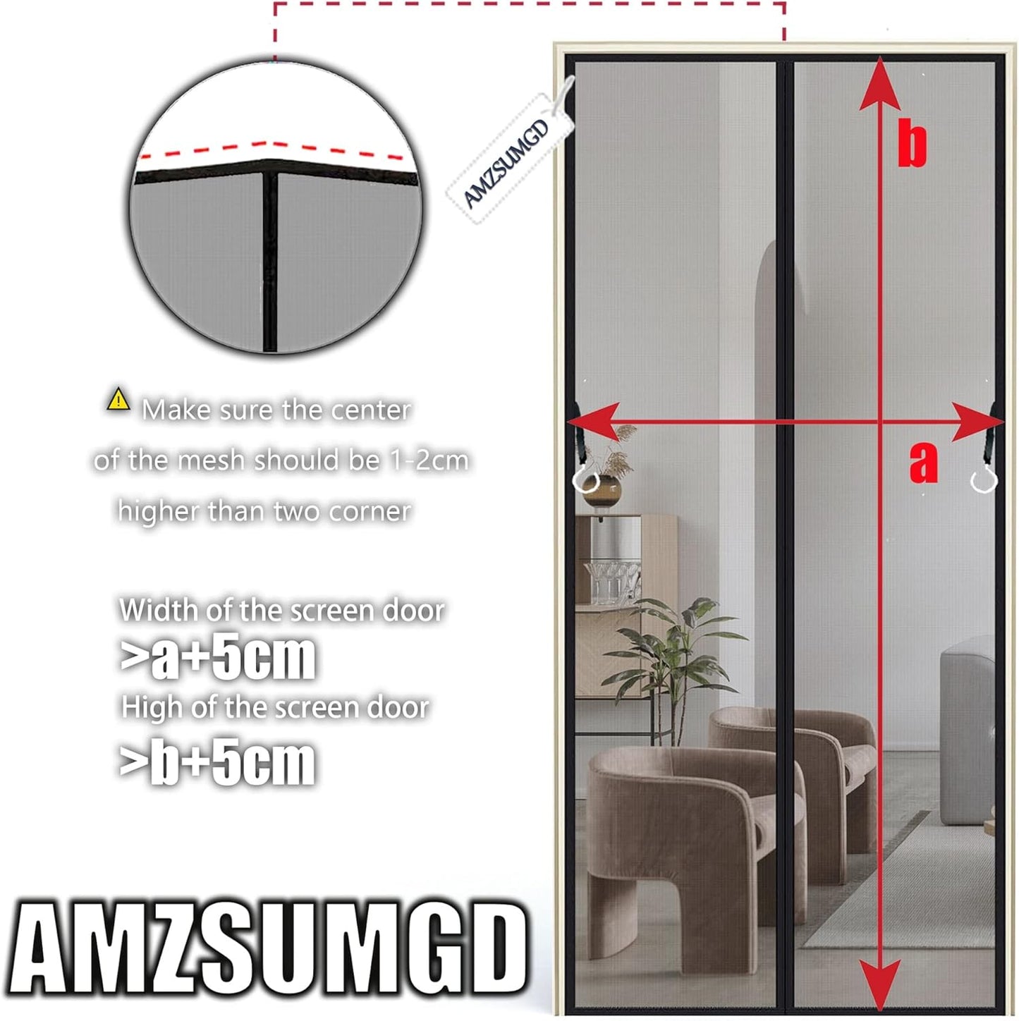 Magnetic Screen Door, 35 x 76 inch Heavy-Duty Reinforced Mesh, Ultra-Dense Weave, Smooth Auto-Close, Pets & Kids – Hands-Free, No-Gap Seal Black - Colors A