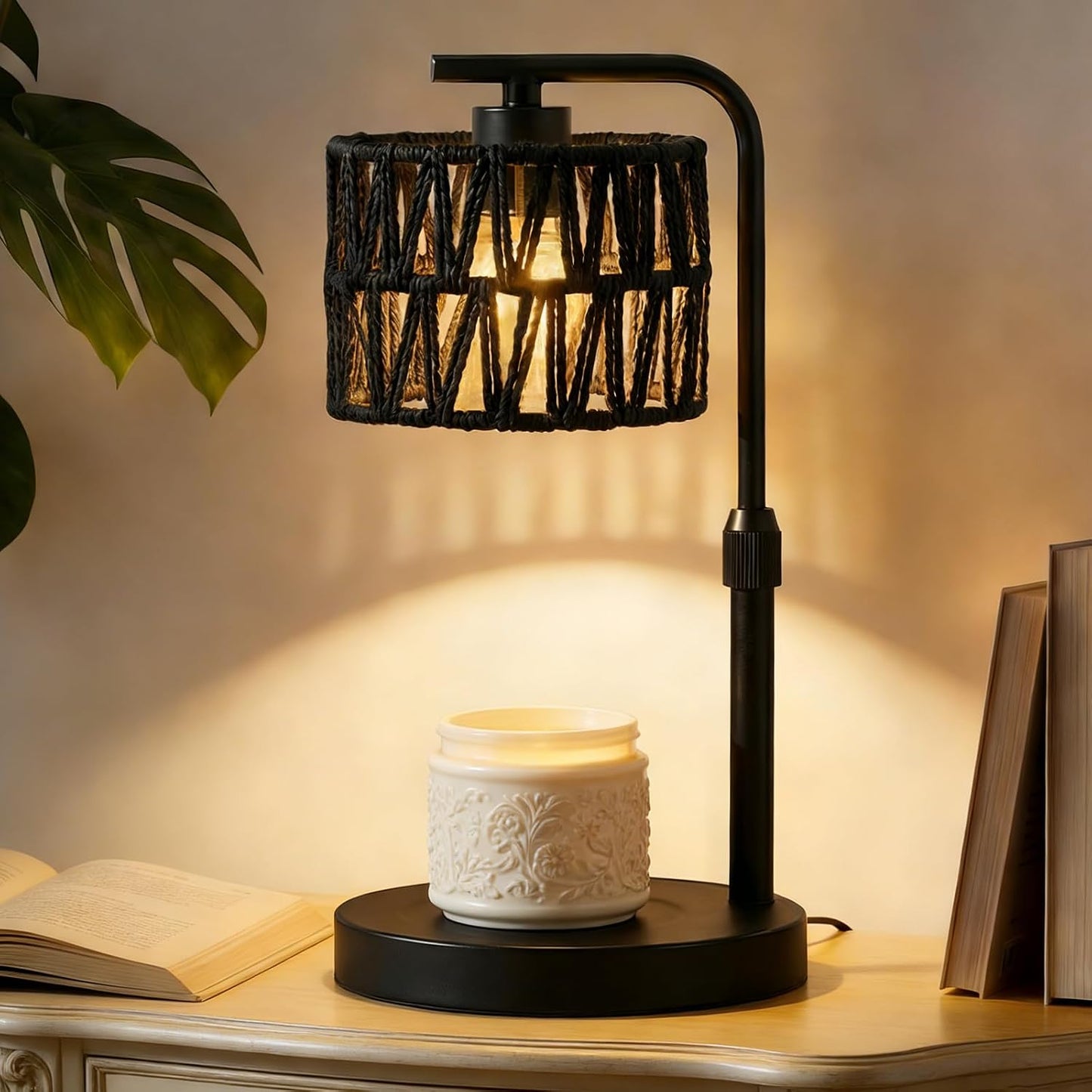 Candle Warmer Lamp with Timer Dimmer, Height Adjustable Modern Farmhouse Candle Warmer, Electric Candle Lamp Warmer with 2 Bulbs, Birthday Gifts for Women Mom, Gift for Home Decor