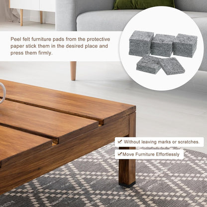 uxcell Furniture Pads, 16Pcs 2.5" - Square Self Adhesive Felt Furniture Pads, Floor Protectors for Furniture Feet Chairs Legs Hardwood Floors (Brown)