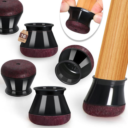 YOZON Chair Leg Floor Protectors Felt Furniture Pads Silicone Caps | Chair Leg Protectors for Hardwood Floors 32 Pack Anti-Scratch Reduce Noise Clear Round Medium Fit 3/4" to 1-3/16" (19-30mm)