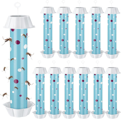 12 Pcs Sticky Fly Trap Fly Stick Indoor Outdoor Long Lasting Adhesive Fly Catcher with Hanging Hook for Wasps Gnats Bugs Insects Moths Fruit Flies Mosquitoes Spiders Fleas (White)