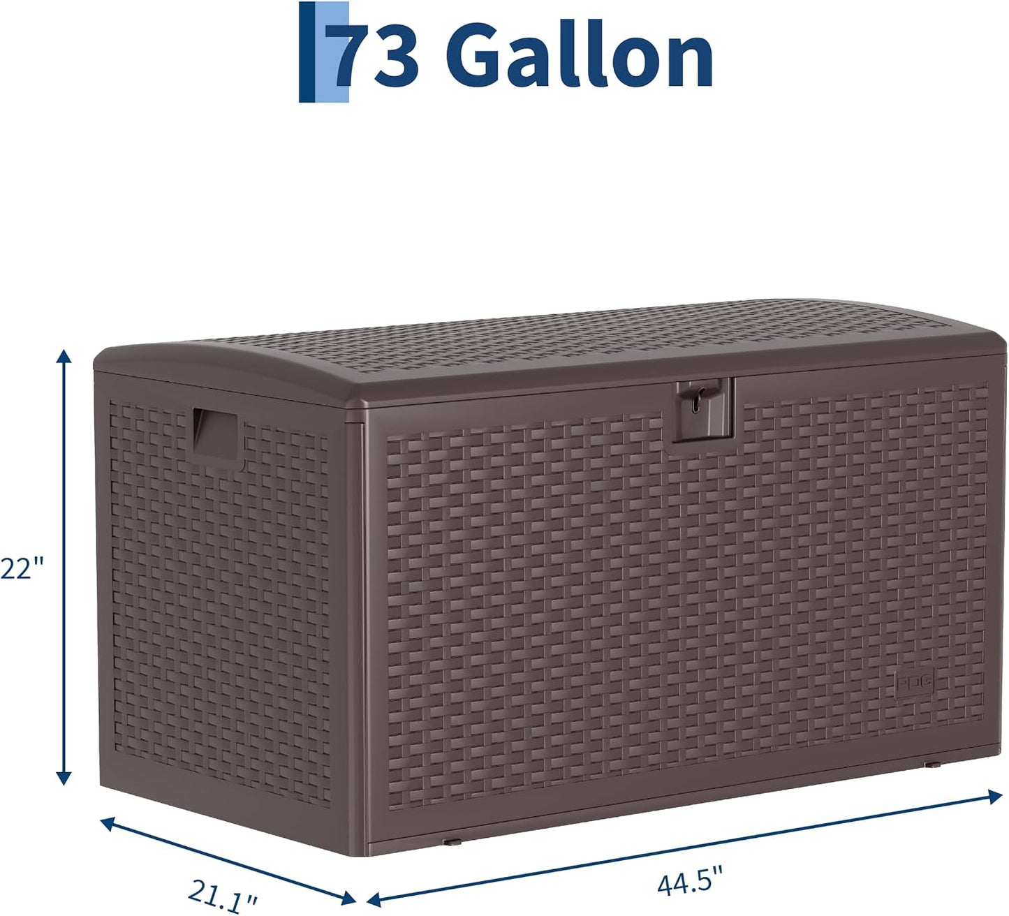 Garvee 73 Gallon Waterproof Large Resin Deck Box Indoor Outdoor, Lockable Storage Container for Patio Furniture Tools, Waterproof Deck Box Patio Storage Bin for Pool Garden, Black