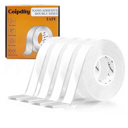 Double Sided Tape Heavy Duty for Wall Decor No Damage to Paint,Clear Removable Mounting Tape,Nano Two Sided Adhesive Tape,Picture Hanging Strips for Posters,Stickers - 3Rolls,Total(1.18in*20FT)