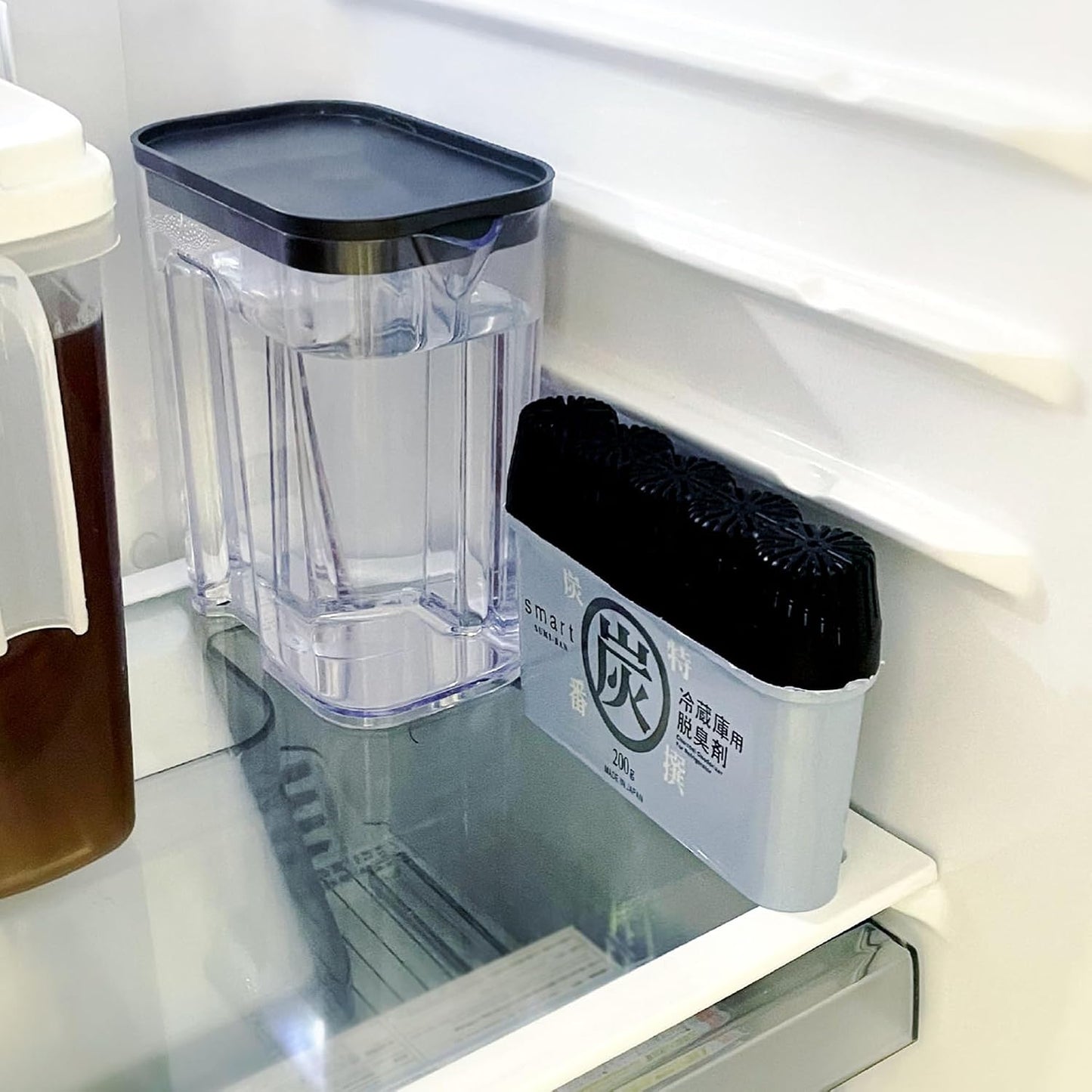 Binchotan Charcoal Refrigerator Deodorizer - Gel Odor Eliminator for Fridge - Black - Made in Japan