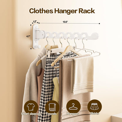 Wall Mounted Clothes Drying Rack, Laundry Clothes Hanger Rack Wall Mounted, Foldable Clothes Rack for Laundry Room, Space Saving Closet Storage Organizer Clothes Hanger Indoor, 1pcs(White)