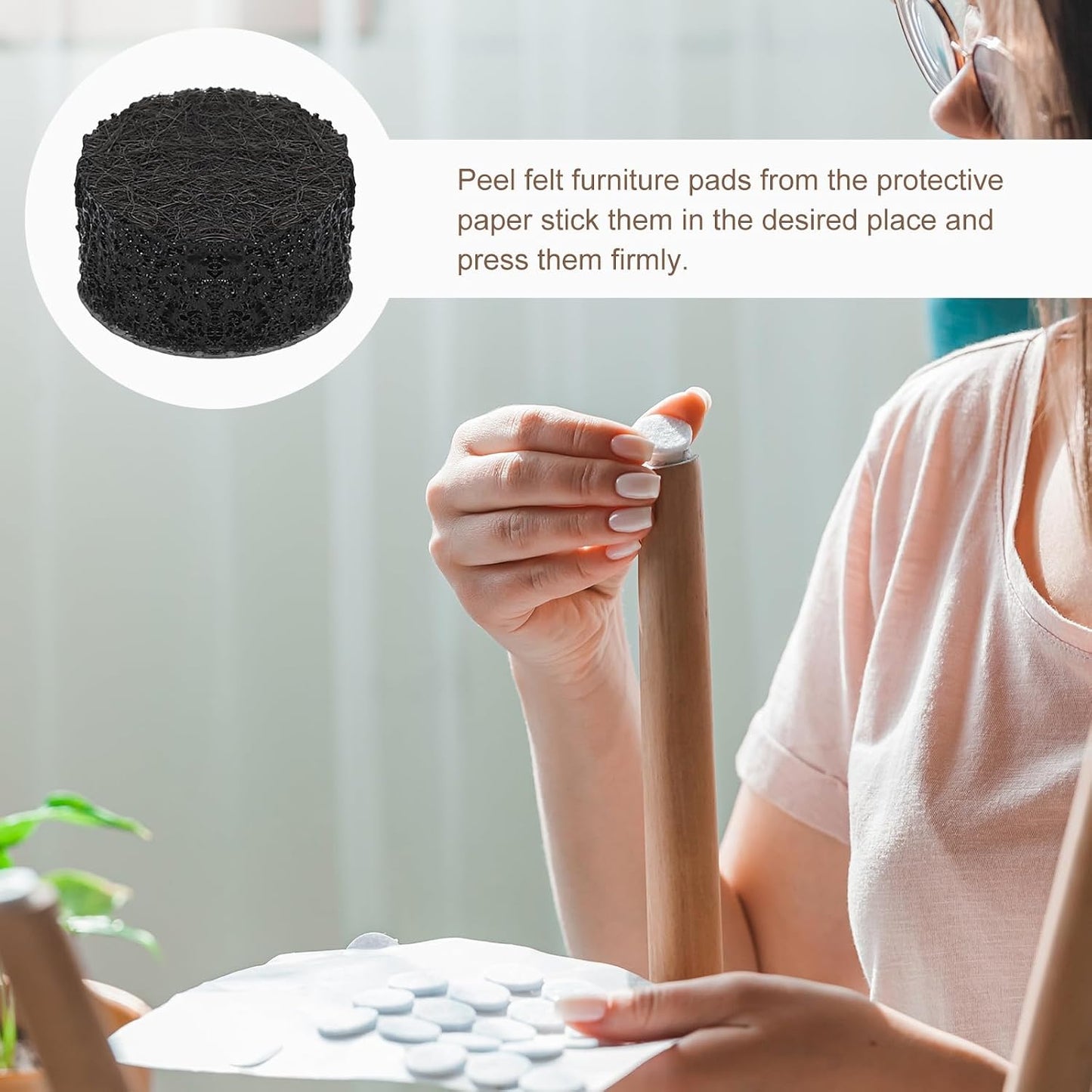 uxcell Furniture Pads, 36Pcs 0.5" - Round Self Adhesive Felt Furniture Pads, Floor Protectors for Furniture Feet Chairs Legs Hardwood Floors (Black)