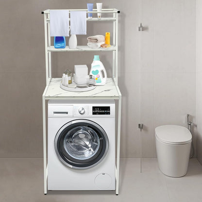 Over Washer and Dryer Shelves, 3 Tiers Over Washer and Dryer Storage, Laundry Room Storage and Organizer Standing Shelf for Bathrooms, Laundry Rooms, Balconies, Marble, 25.6*23.62*38.18in