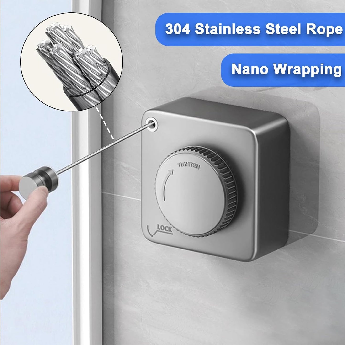 Retractable Clothesline Indoor & Outdoor, 16.2Ft Non-Sagging Stainless Steel Laundry Line with Wall Mounted Heavy Duty Design, Space-Saving Drying Rack for Bathroom, Balcony(1, White)