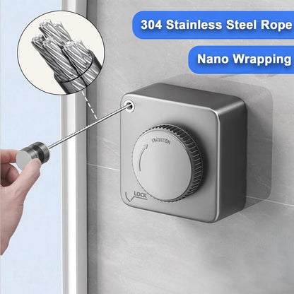 Retractable Clothesline Indoor & Outdoor, 16.2Ft Non-Sagging Stainless Steel Laundry Line with Wall Mounted Heavy Duty Design, Space-Saving Drying Rack for Bathroom, Balcony(1, White)