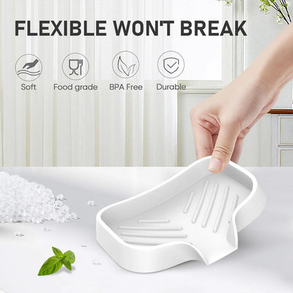Great Silicone Soap Dish - 4 Pcs Thickened Self-Draining Soap Tray for Shower & Bathtub-Great High-Purity Silicone Soap Dish