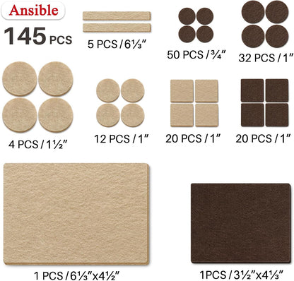 Ansible 60 PCS Felt Furniture Pads 1", Felt Pads for Chair Leg Floor Protectors for Hardwood Floors Round (Beige)