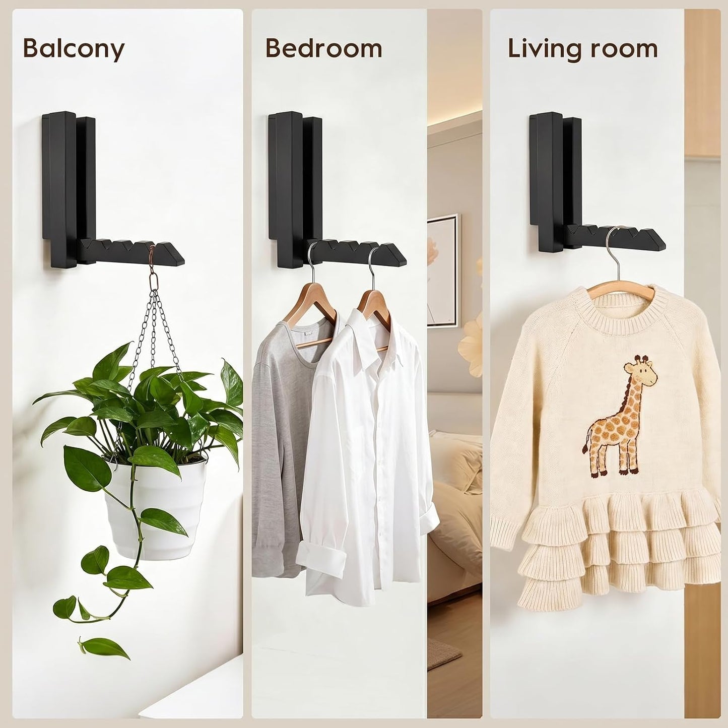 2 Pack Clothes Drying Rack Wall Mounted,Space Saver Wood Wall Mounted Folding Clothes Hanger Rack for Laundry Room,Bathrooms,Closet Storage Organization,Easy to Install