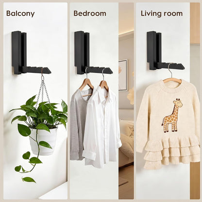 2 Pack Clothes Drying Rack Wall Mounted,Space Saver Wood Wall Mounted Folding Clothes Hanger Rack for Laundry Room,Bathrooms,Closet Storage Organization,Easy to Install