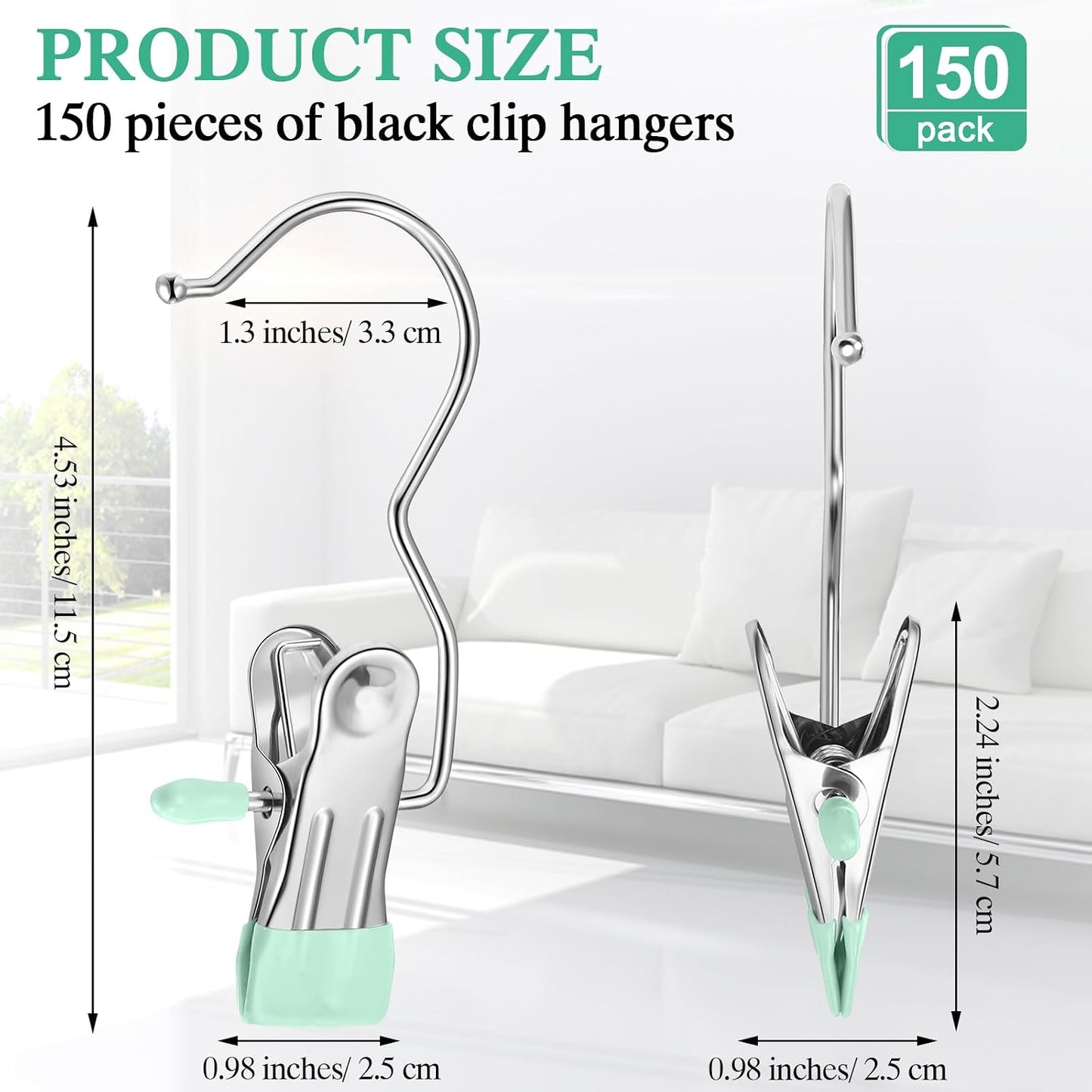 Yinder 150 Pcs Boot Hangers Clips Laundry Hooks Hanging Stainless Steel Clothes Pins Portable Clip Hangers for Closet Travel Socks Pants Handbags Hats Towels (Beige)