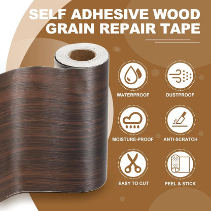 PATIKIL Self Adhesive Wood Grain Repair Tape 33'x 3", Multi-Use Realistic Wood Grain Repair Patch for Furniture Floor Door Table Chair Windows Handicraft DIY, Yellow Teak
