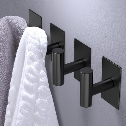 VAEHOLD Wall Towel Hooks, Heavy Duty Sticky Holder Waterproof Towel Hooks for Hanging Coat, Clothes, Closet Hook Wall Mount for Kitchen (Silver, 4 Pack)
