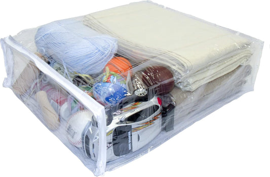 Clear Vinyl Zippered Blanket Storage Bags 15x18x5 Inch set of 5