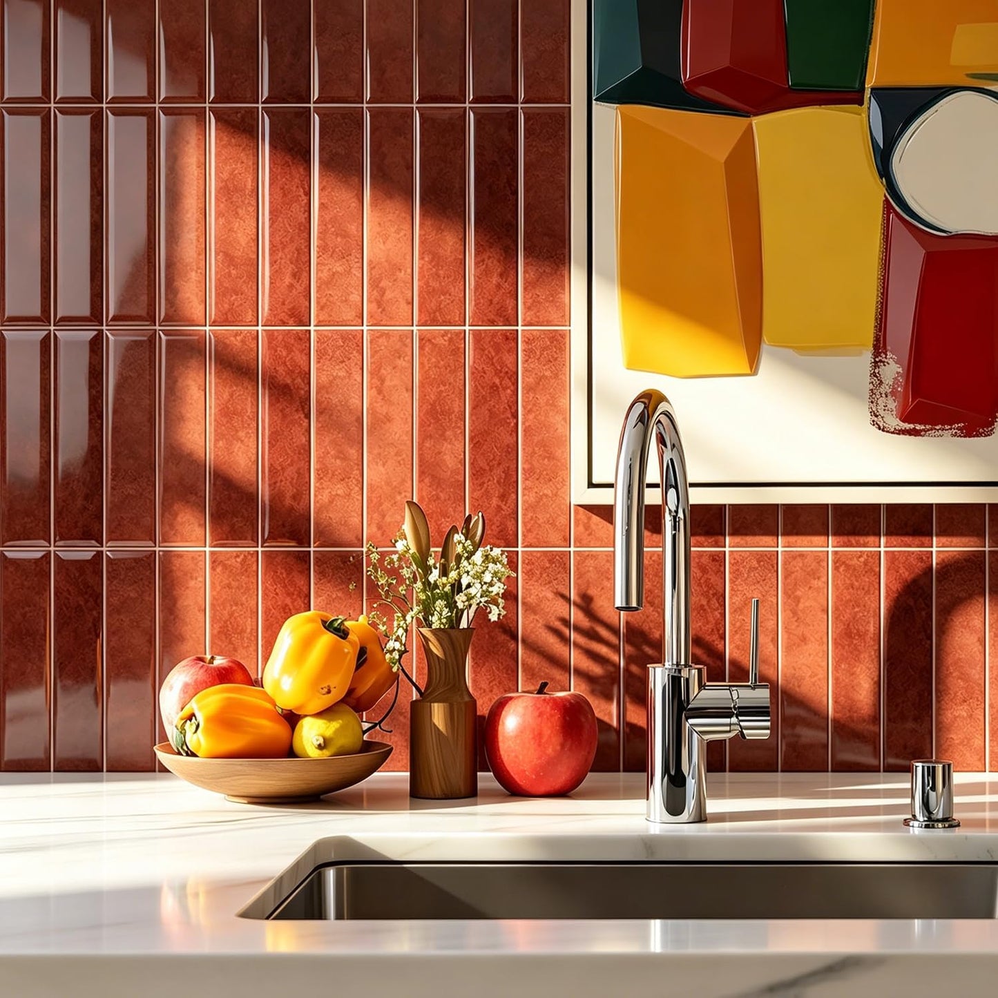 Alwayspon 10 Sheets 12x12inch Beige 3D Vinyl Backsplash Tiles, Self-Adhesive Peel and Stick Wall Tile Stickers Stick on Subway Tiles for Kitchen Bathroom Wall