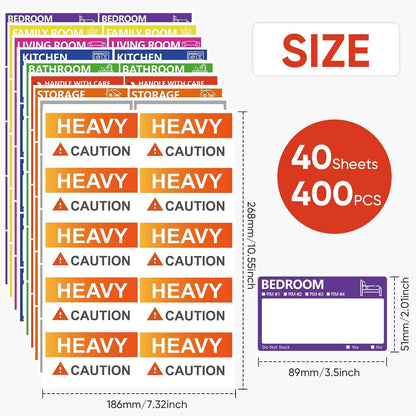 6 x 4 in Large Moving Labels for Boxes, Home Moving Packing Color Coded Stickers Supplies Labels with Writable Notes Areas, Fragile Blank Moving Boxes Stickers 160pcs