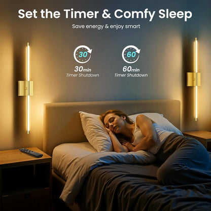 Battery Operated Wall Sconces Set of Two, 10000mAh Rechargeable Wall Lights with Remote Control, 360° Rotate Dimmable Black Gold LED Cordless Lighting for Bedroom, Living Room, Hallway, 29 Inch, 3CCT