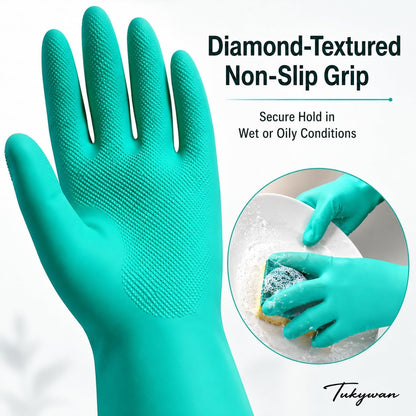 15 Mil Chemical Resistant Nitrile Gloves, Latex free Durable Cleaning Gloves, Resist Acid, Alkali, Solvent and Oil