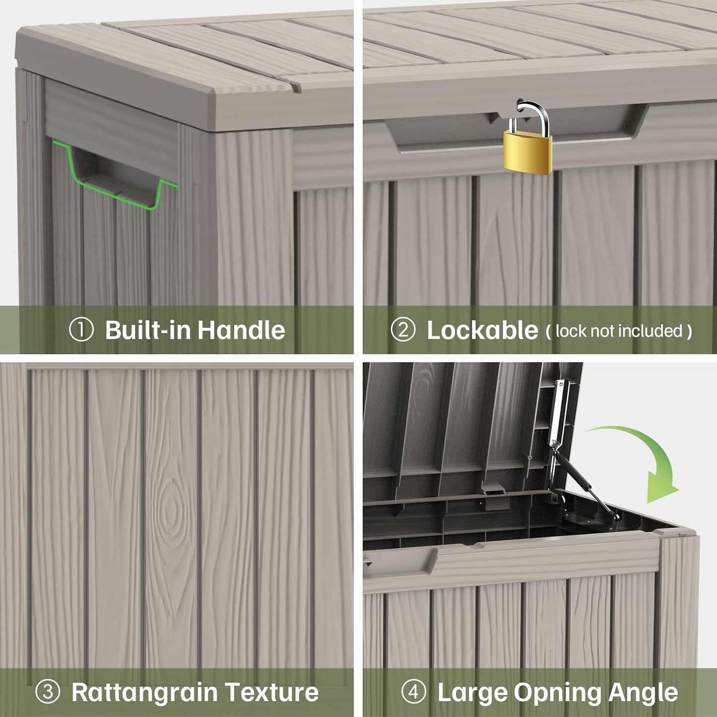 Outdoor Storage Box, 50 Gallon Waterproof Deck Storage Box, Lockable Patio Storage Bins for Package Delivery, Porch, Garden Tool, Cushions, Anti-Theft Weatherproof & UV-Resistant Parcel Drop Box