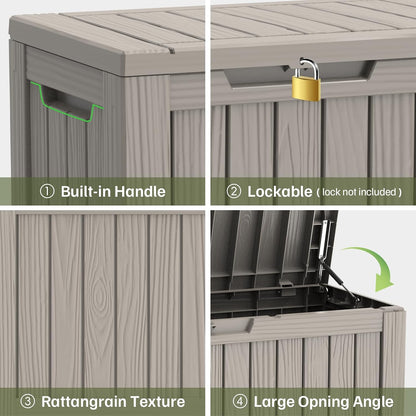 Outdoor Storage Box, 50 Gallon Waterproof Deck Storage Box, Lockable Patio Storage Bins for Package Delivery, Porch, Garden Tool, Cushions, Anti-Theft Weatherproof & UV-Resistant Parcel Drop Box