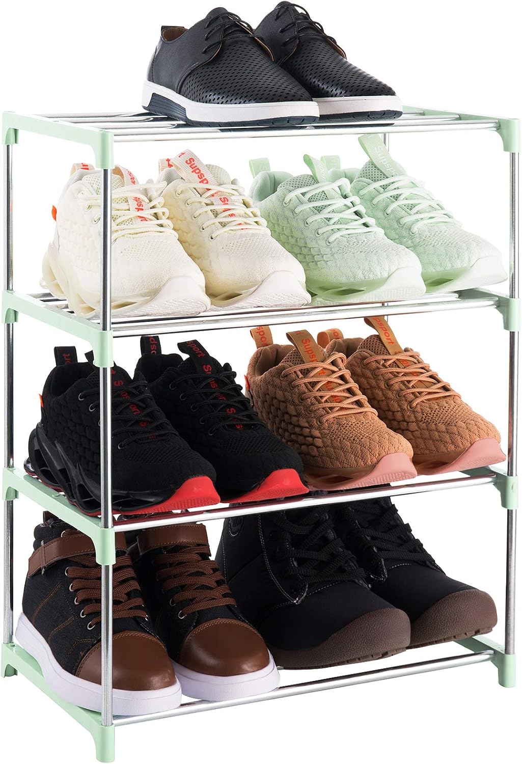 3-Tier Stackable Small Shoe Rack, Lightweight Shoe Shelf Storage Organizer for Entryway, Hallway and Closet(Black)