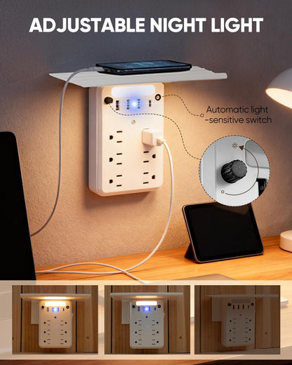 Saker Outlet Concealer Power Strip | 5ft Flat Plug Extension Cord with 3 Outlets,1625W | Universal Size Outlet Cover Baby Proofing | Cover Extension Cord for Kitchen, Home and Office