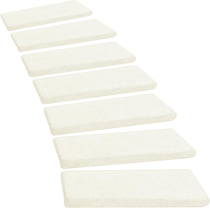 PURE ERA Carpet Stair Treads Ultra Plush 9.5" X 30"Soft Bullnose Indoor Stair Protectors Pet-Friendly Non-Slip Skid Resistant Tape Free Washable Reusable(2 Pieces,Brown)