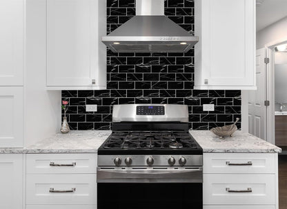 StyloVue 100 Pieces Peel and Stick Backsplash for Kitchen, 3" x 6" PVC Subway Tile, Glossy White with Dark Gray Grout, Self Adhesive Stick on Wall Tiles for Kitchen, Bathroom, Fireplace, RV