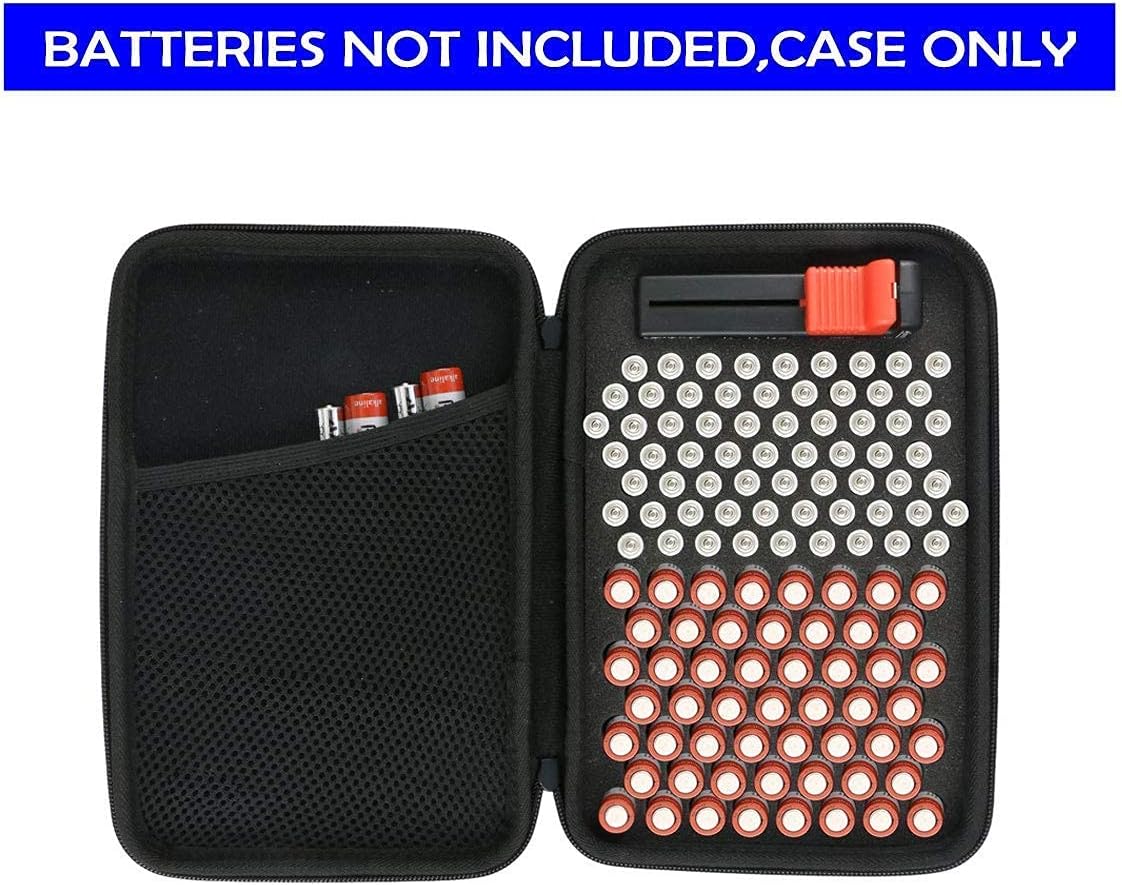 khanka Hard Battery Organizer Storage Box, Carrying Case Bag Holder - Holds 116 Batteries AA AAA C D 3V 9V with Battery Tester (BATTRIES are NOT Included.)